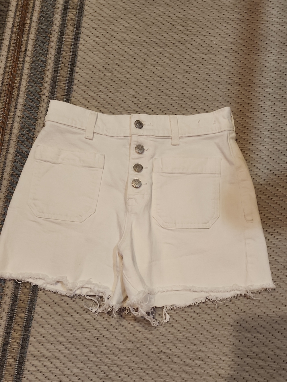 Madewell White High-Rise Button-Front Denim Shorts